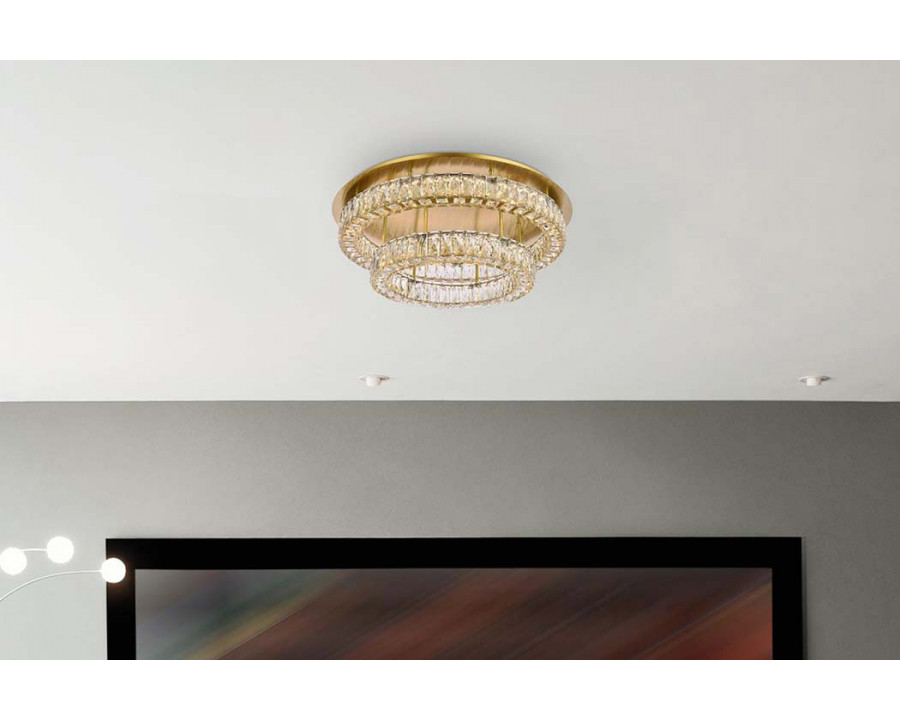 Elegant Monroe Led Flush Mount - Gold, L 30", 2 Lights (3503F30L2G)