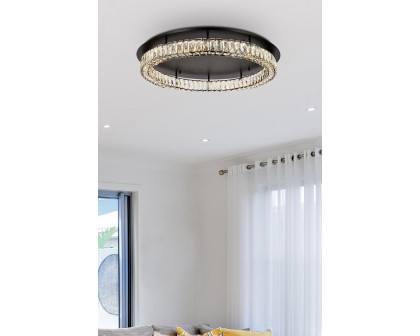 Elegant Monroe Led Flush Mount - Black, L 33" (3503F33BK)