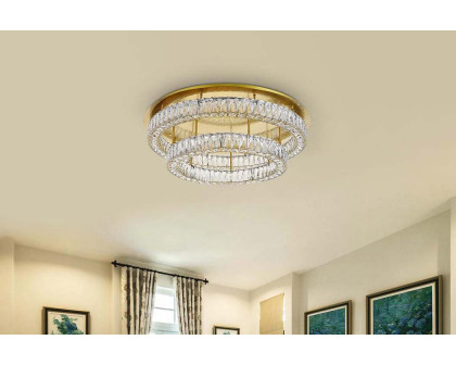 Elegant Monroe Led Flush Mount - Gold, L 33", 2 Lights (3503F33L2G)