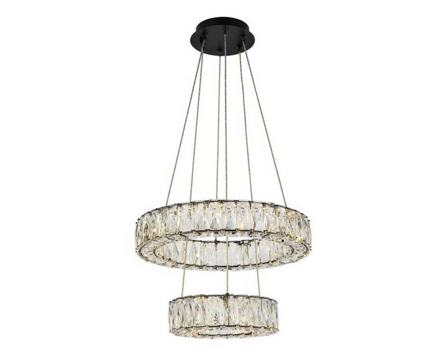 Elegant Monroe 5 Tier Led Chandelier - Black, L 18" (3503G18BK)