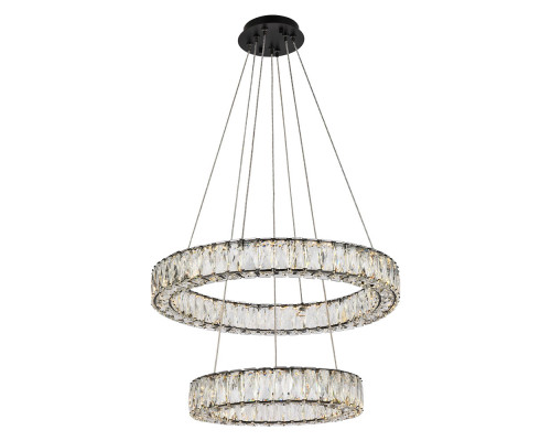 Elegant Monroe 5 Tier Led Chandelier - Black, L 24" (3503G24BK)