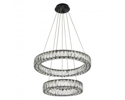 Elegant Monroe 5 Tier Led Chandelier - Black, L 24" (3503G24BK)