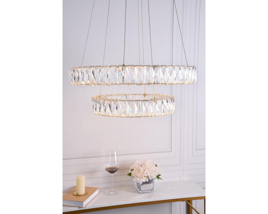 Elegant Monroe 5 Tier Led Chandelier - Gold, L 23.6" (3503G24G)