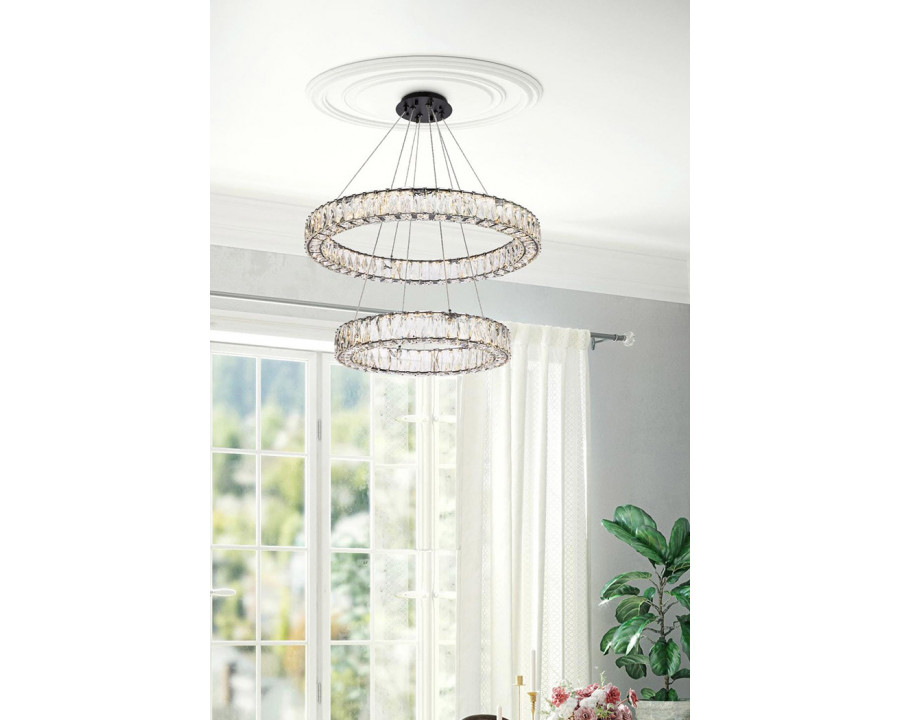 Elegant Monroe 5 Tier Led Chandelier - Black, L 28" (3503G28BK)