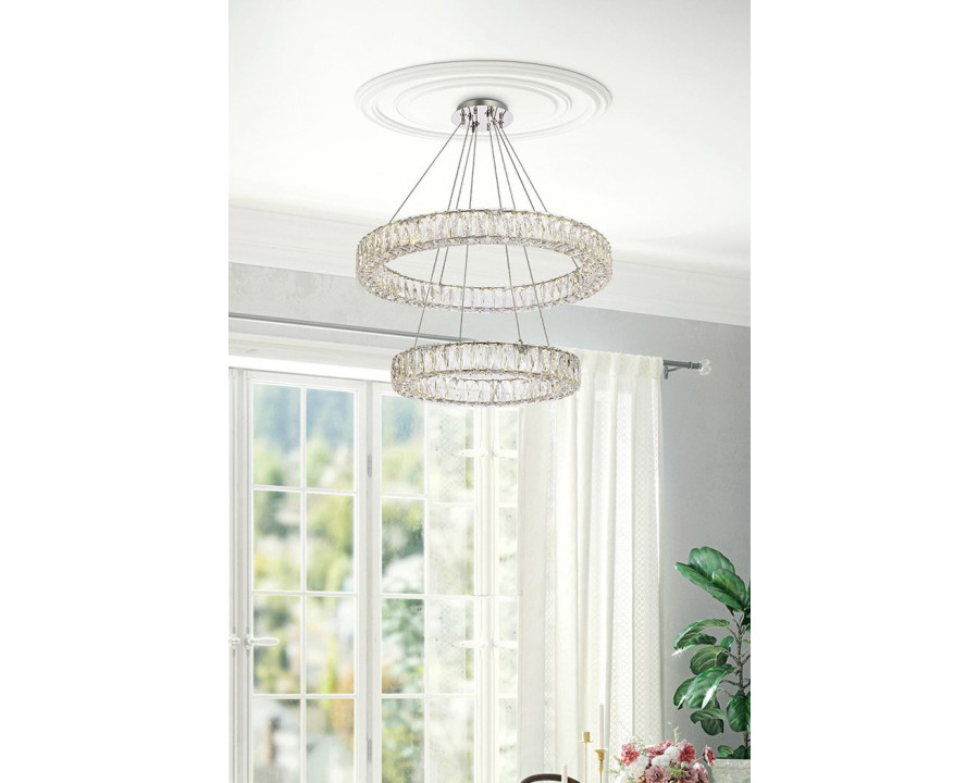 Elegant Monroe 5 Tier Led Chandelier - Chrome, L 28" (3503G28C)