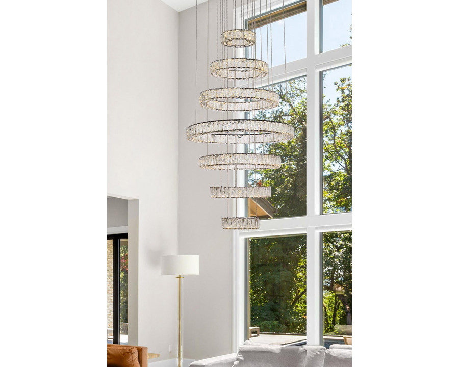 Elegant Monroe 5 Tier Led Chandelier - Black, L 34" (3503G34BK)