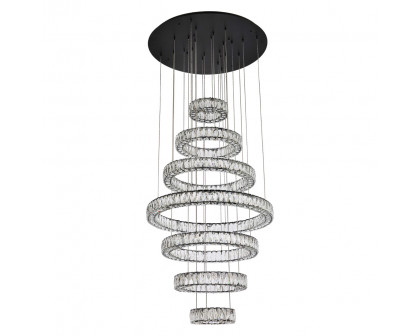 Elegant Monroe 5 Tier Led Chandelier - Black, L 34" (3503G34BK)