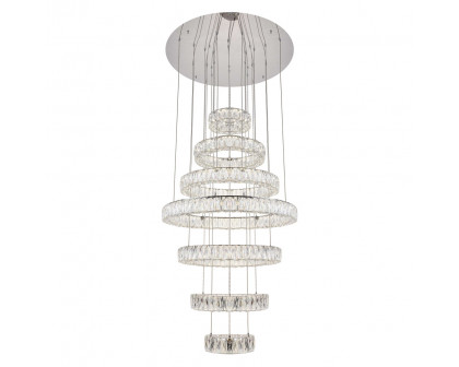 Elegant Monroe 5 Tier Led Chandelier - Chrome, L 34" (3503G34C)