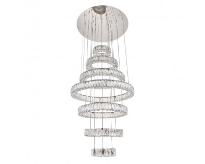 Elegant Monroe 5 Tier Led Chandelier - Chrome, L 34" (3503G34C)