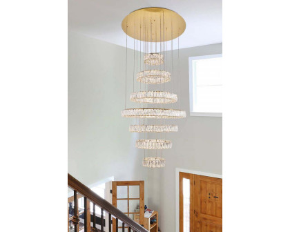 Elegant Monroe 5 Tier Led Chandelier - Gold, L 34" (3503G34G)