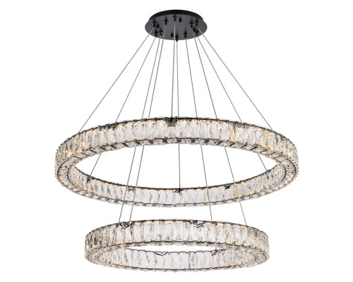 Elegant Monroe 5 Tier Led Chandelier - Black, L 36" (3503G36BK)