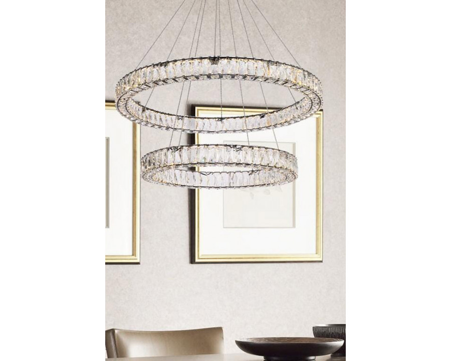 Elegant Monroe 5 Tier Led Chandelier - Black, L 36" (3503G36BK)