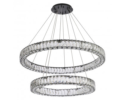 Elegant Monroe 5 Tier Led Chandelier - Black, L 36" (3503G36BK)