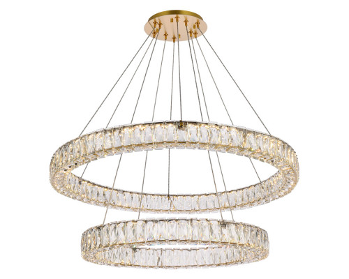 Elegant Monroe 5 Tier Led Chandelier - Gold, L 36" (3503G36G)