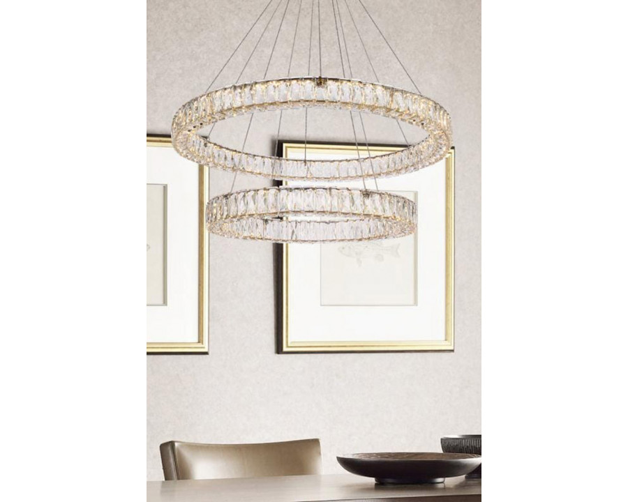 Elegant Monroe 5 Tier Led Chandelier - Gold, L 36" (3503G36G)