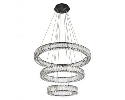 Elegant Monroe 5 Tier Led Chandelier - Black, L 32" (3503G3LBK)