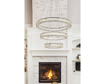 Elegant Monroe 5 Tier Led Chandelier - Black, L 32" (3503G3LBK)