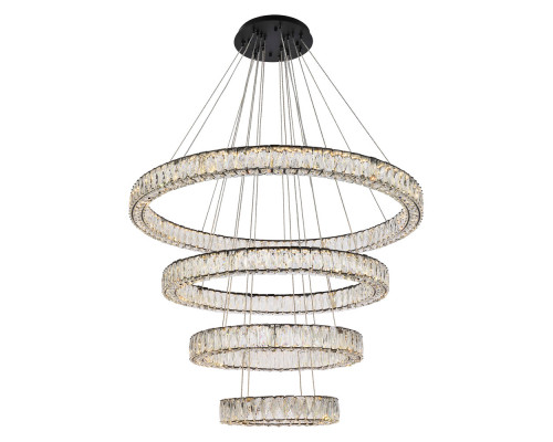 Elegant Monroe 5 Tier Led Chandelier - Black, L 41" (3503G41BK)