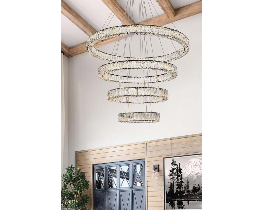 Elegant Monroe 5 Tier Led Chandelier - Black, L 41" (3503G41BK)