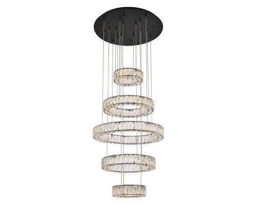 Elegant Monroe 5 Tier Led Chandelier - Black, L 25.6" (3503G5LBK)