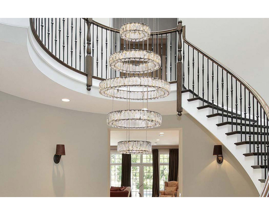 Elegant Monroe 5 Tier Led Chandelier - Black, L 25.6" (3503G5LBK)