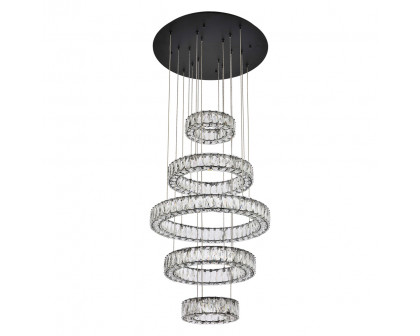 Elegant Monroe 5 Tier Led Chandelier - Black, L 25.6" (3503G5LBK)