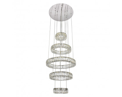 Elegant Monroe 5 Tier Led Chandelier - Chrome, L 25.6" (3503G5LC)