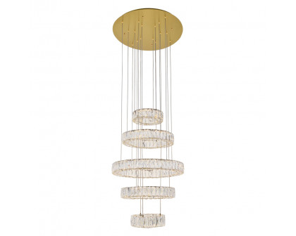 Elegant Monroe 5 Tier Led Chandelier - Gold, L 25.6" (3503G5LG)