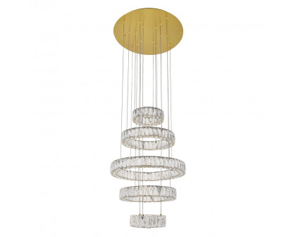 Elegant Monroe 5 Tier Led Chandelier - Gold, L 25.6" (3503G5LG)