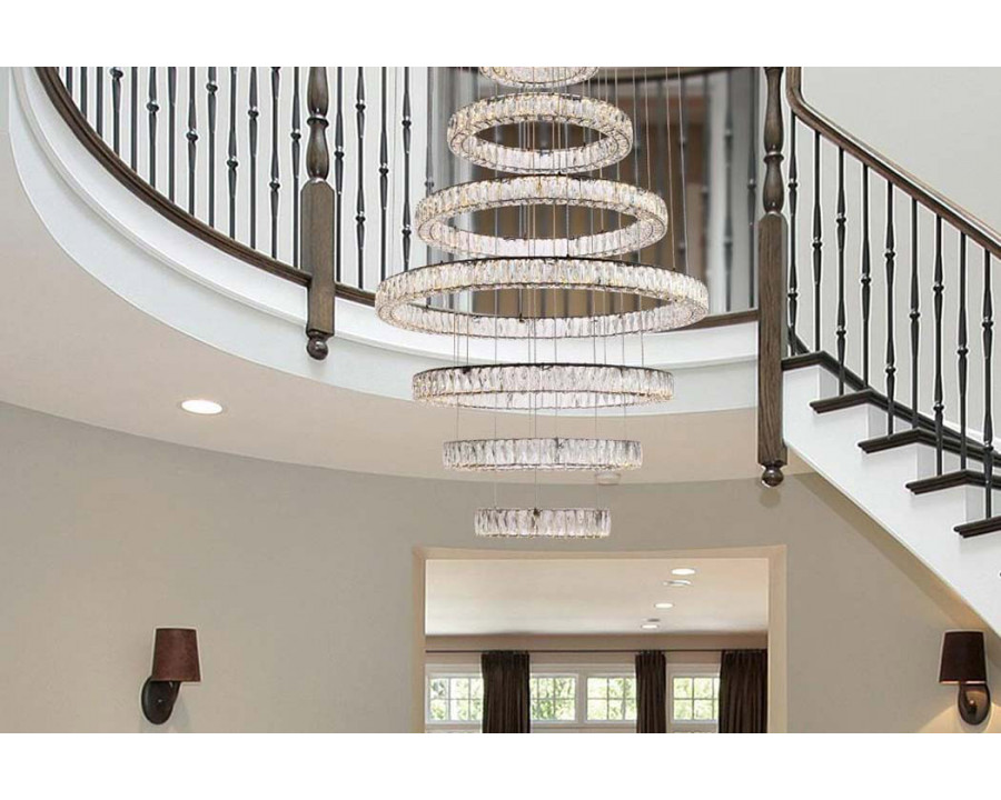 Elegant Monroe 5 Tier Led Chandelier - Black, L 40" (3503G7LBK)