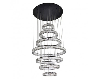 Elegant Monroe 5 Tier Led Chandelier - Black, L 40" (3503G7LBK)