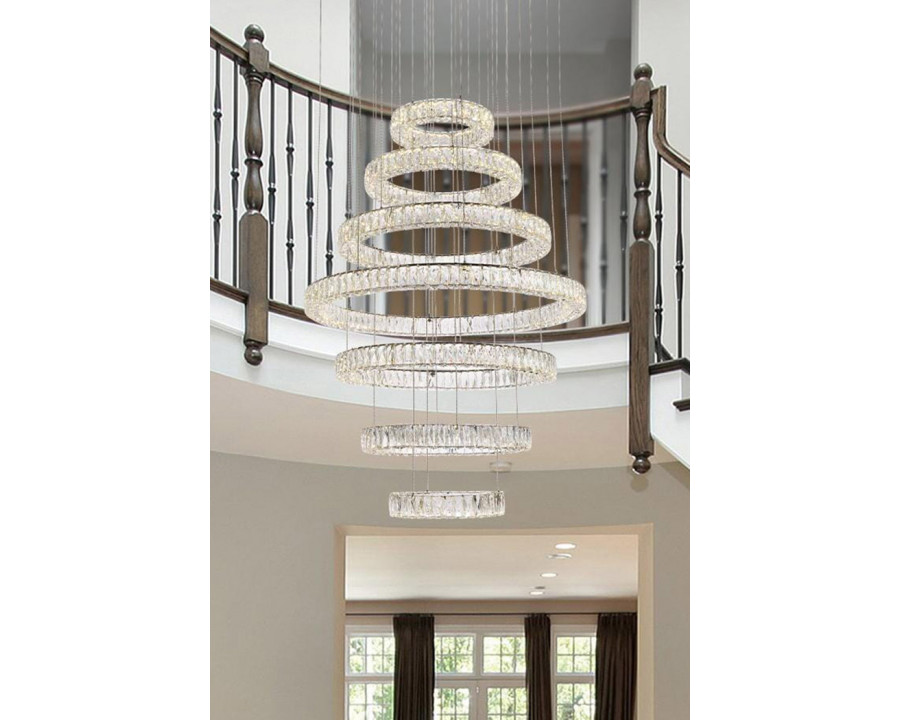 Elegant Monroe 5 Tier Led Chandelier - Chrome, L 40" (3503G7LC)