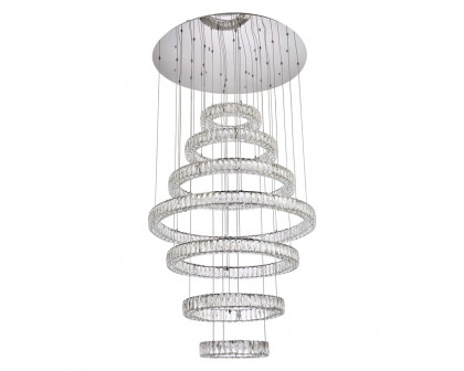 Elegant Monroe 5 Tier Led Chandelier - Chrome, L 40" (3503G7LC)