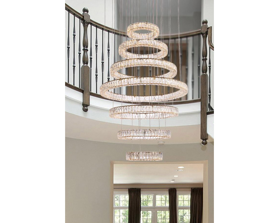 Elegant Monroe 5 Tier Led Chandelier - Gold, L 40" (3503G7LG)