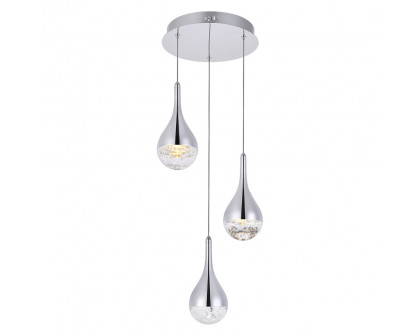 Elegant Amherst 3-Light Led Chandelier - Chrome, L 12" (3803D12C)