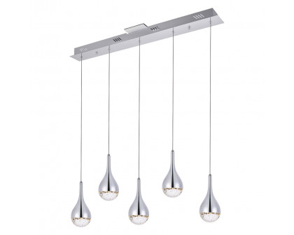 Elegant Amherst 1-Light Led Pendant - Chrome, L 33" (3805D33C)