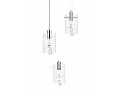 Elegant Hana 3 Lights Pendant - Chrome, L 16" (5202D16C)