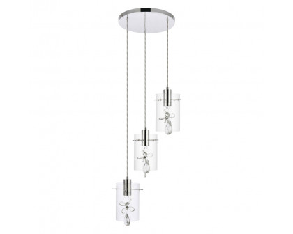 Elegant Hana 3 Lights Pendant - Chrome, L 16" (5202D16C)