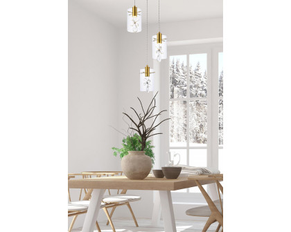 Elegant Hana 3 Lights Pendant - Gold, L 16" (5202D16G)