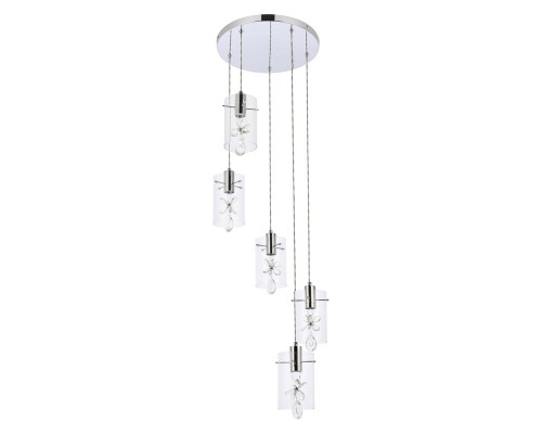 Elegant Hana 3 Lights Pendant - Chrome, L 19" (5202D19C)