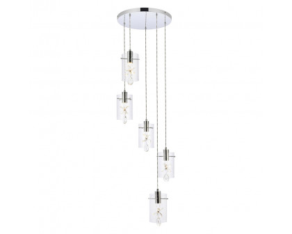 Elegant Hana 3 Lights Pendant - Chrome, L 19" (5202D19C)