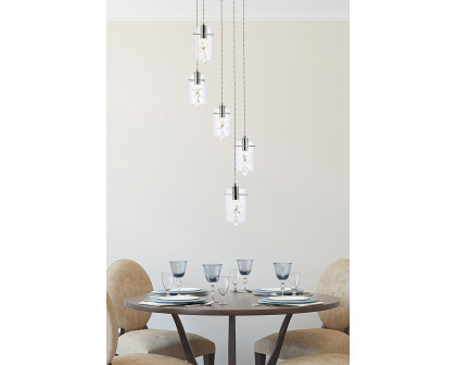 Elegant Hana 3 Lights Pendant - Chrome, L 19" (5202D19C)