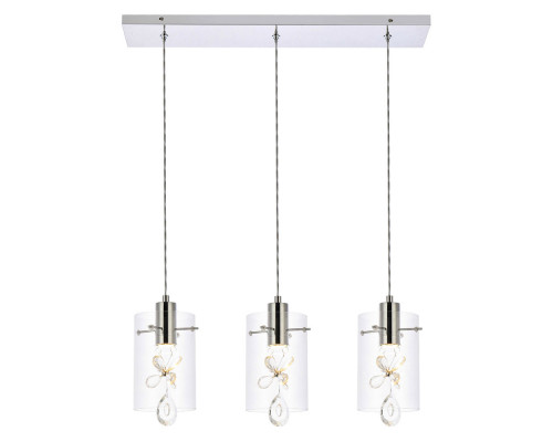 Elegant Hana 3 Lights Pendant - Chrome, L 24" (5202D24C)