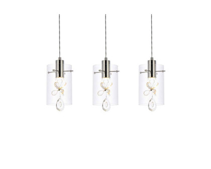 Elegant Hana 3 Lights Pendant - Chrome, L 24" (5202D24C)