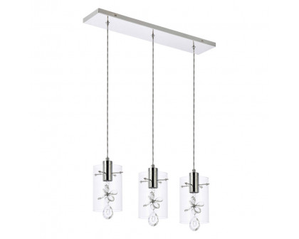 Elegant Hana 3 Lights Pendant - Chrome, L 24" (5202D24C)