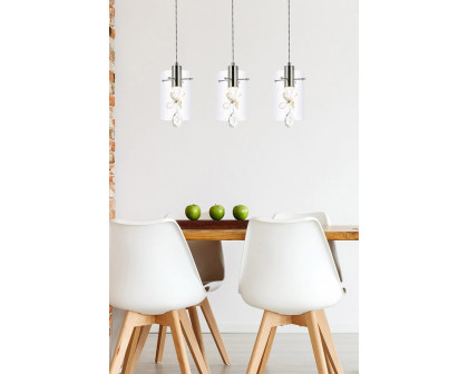 Elegant Hana 3 Lights Pendant - Chrome, L 24" (5202D24C)