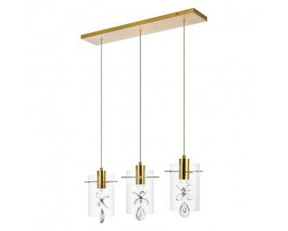 Elegant Hana 3 Lights Pendant - Gold, L 24" (5202D24G)