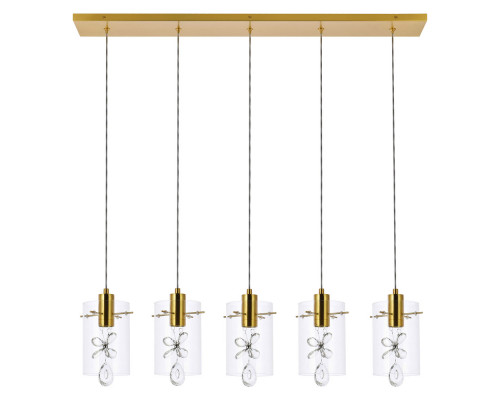 Elegant Hana 3 Lights Pendant - Gold, L 36" (5202D36G)