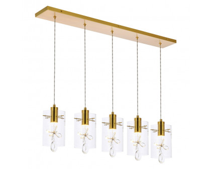 Elegant Hana 3 Lights Pendant - Gold, L 36" (5202D36G)