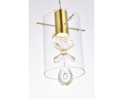 Elegant Hana 3 Lights Pendant - Gold, L 6.5" (5202D6G)